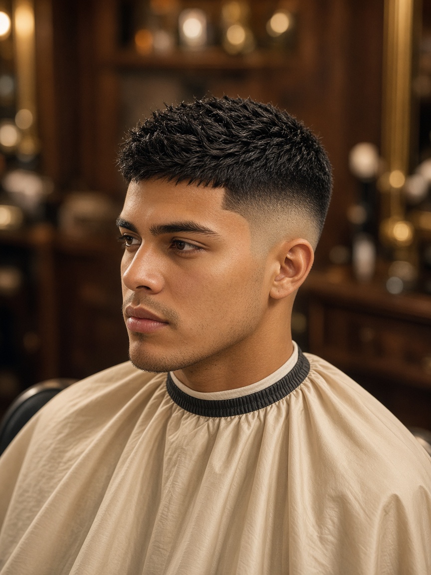 Corte fade recién hecho en Coronado Barbershop